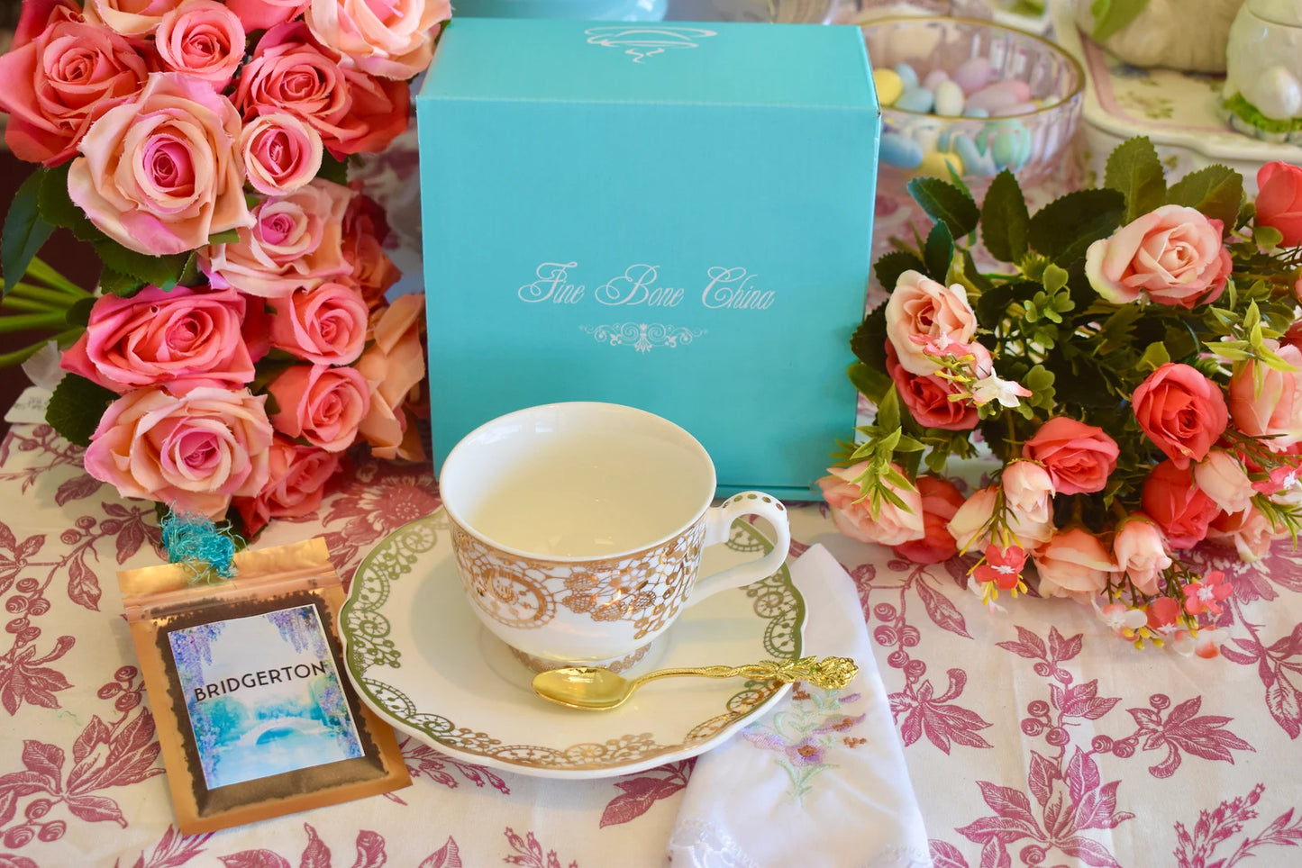 Gold Lace Teacup and Saucer