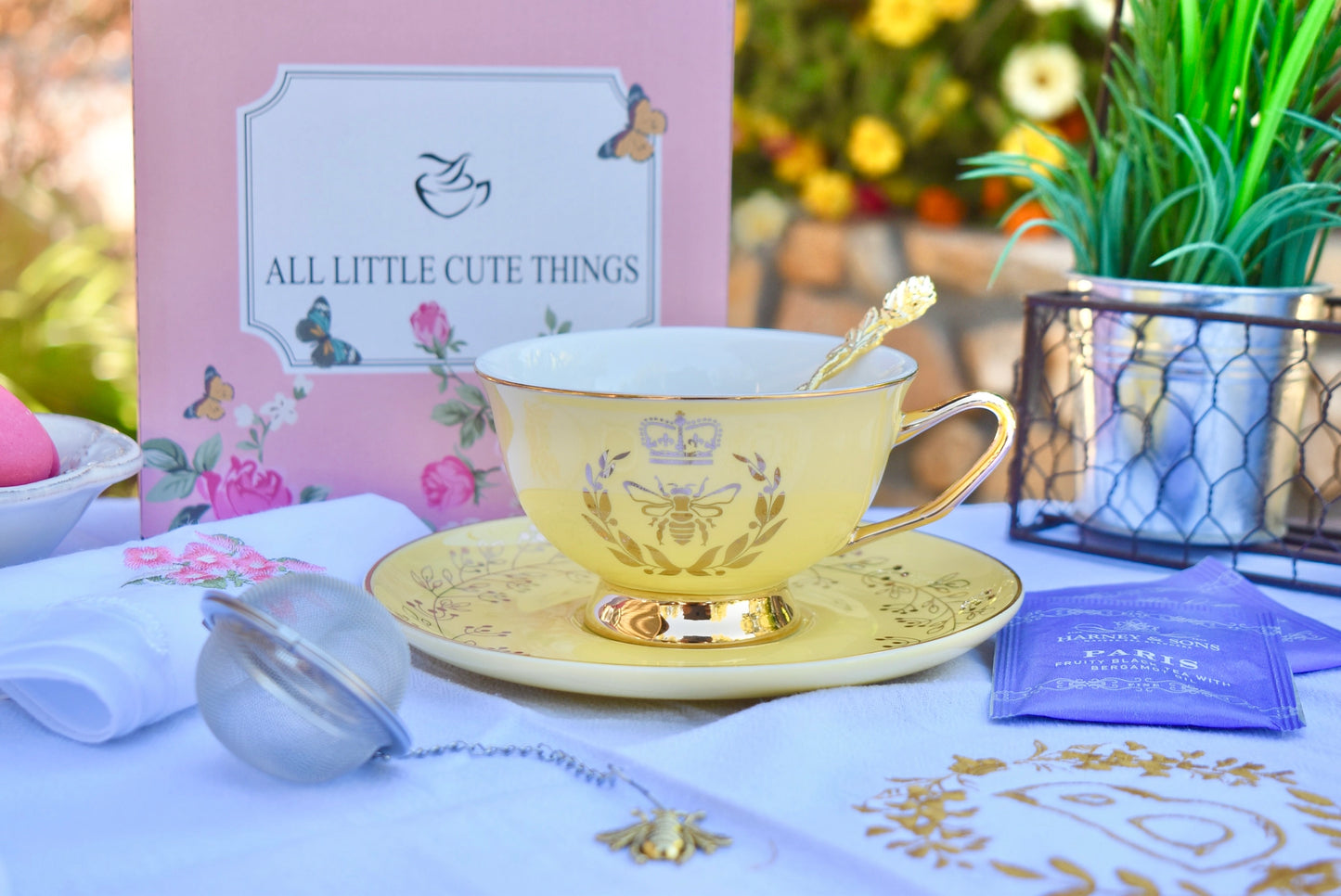 Bridgerton Inspired Daffodil Yellow Teacup Gift Set