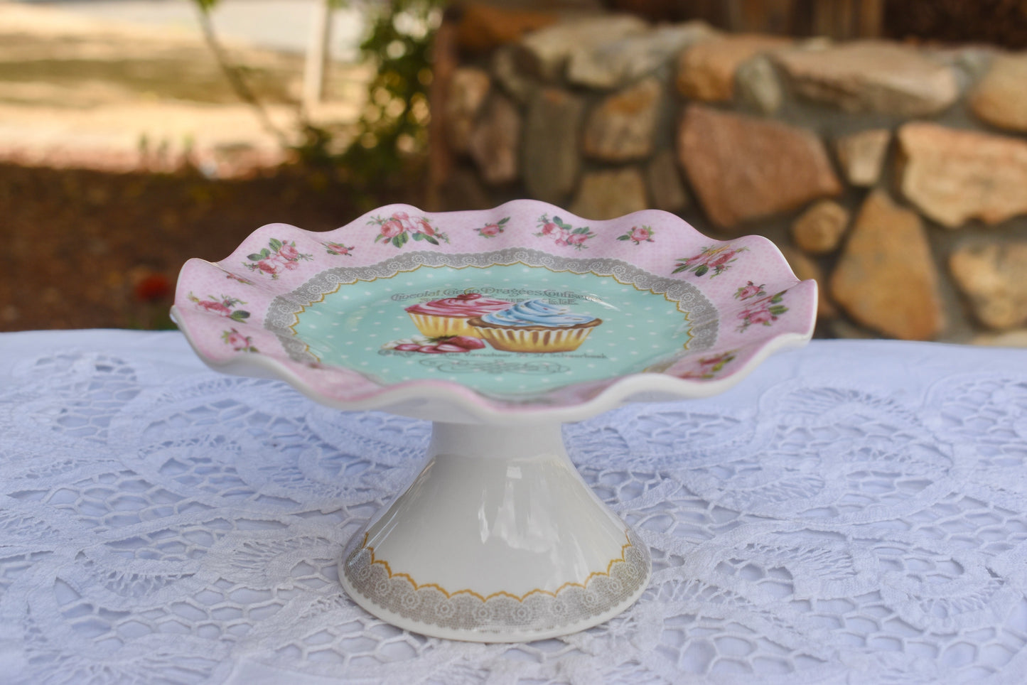 French Patisserie Cupcakes Pedestal Plate