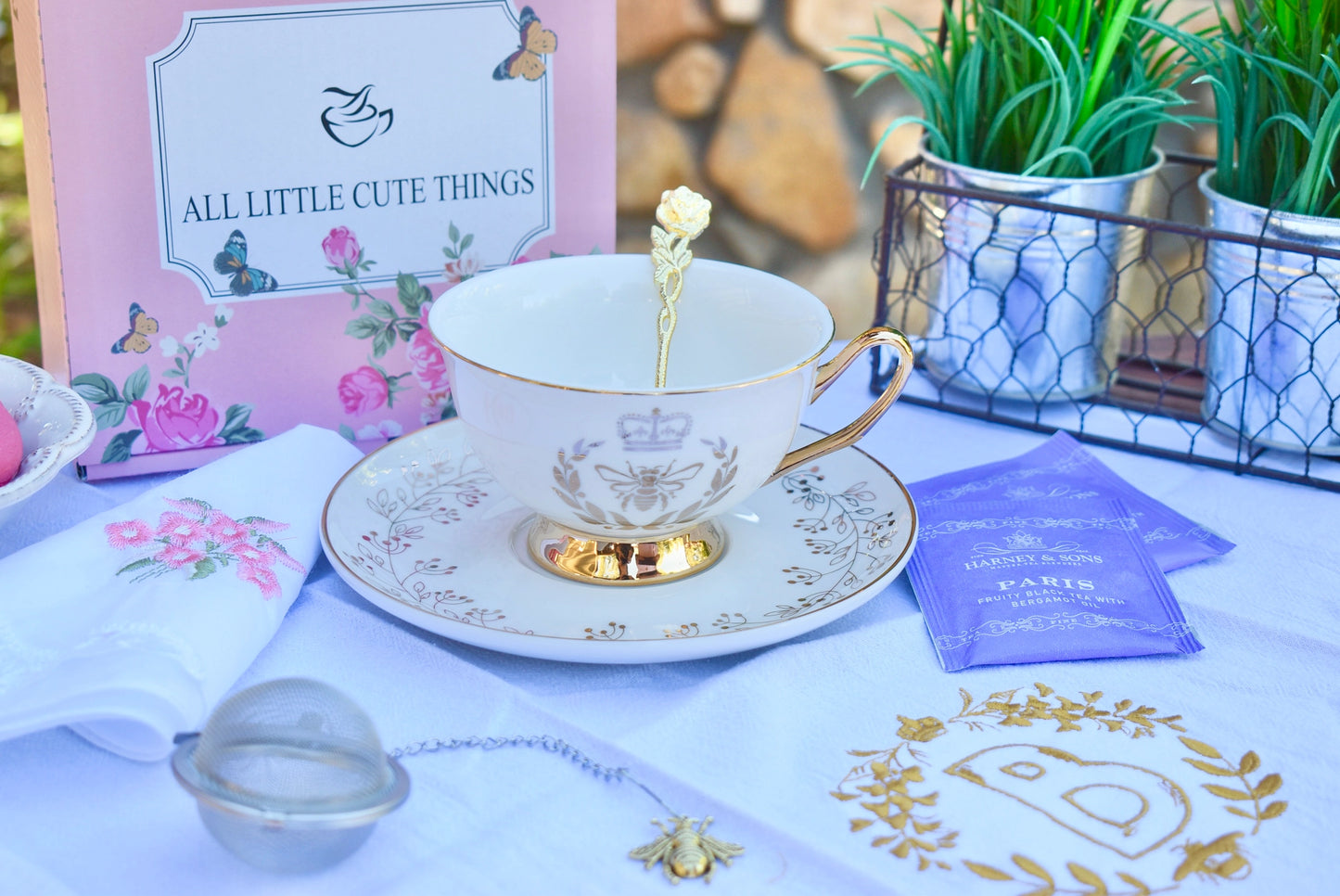 Bridgerton Inspired White Teacup Gift Set