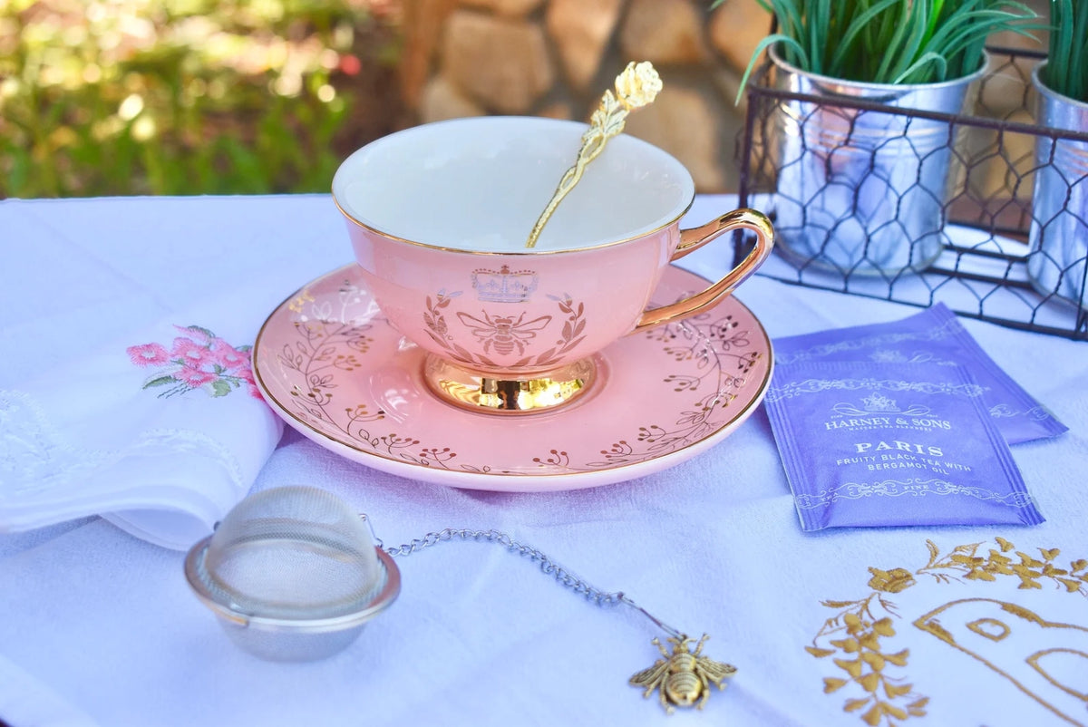 Bridgerton Inspired Vintage Rose Teacup Gift Set
