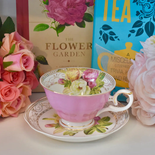 Bouquet of Roses Pink Teacup Gift Set