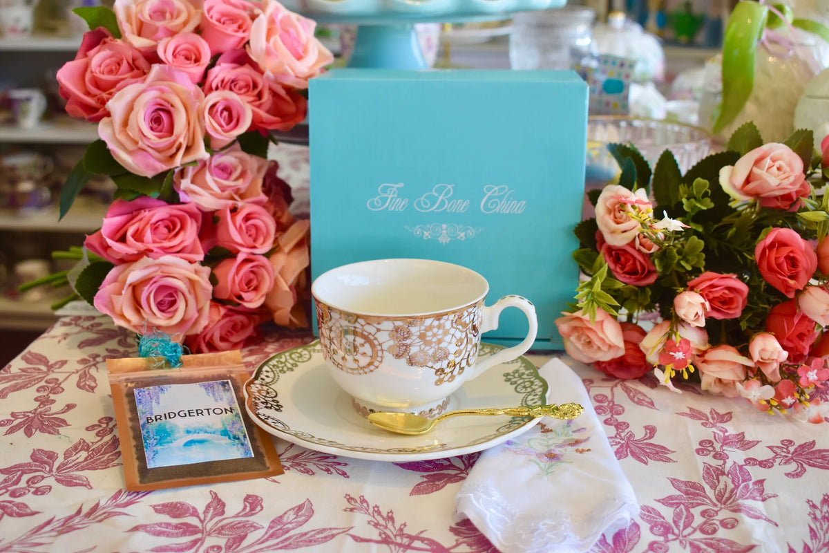 Gold Lace Teacup and Saucer