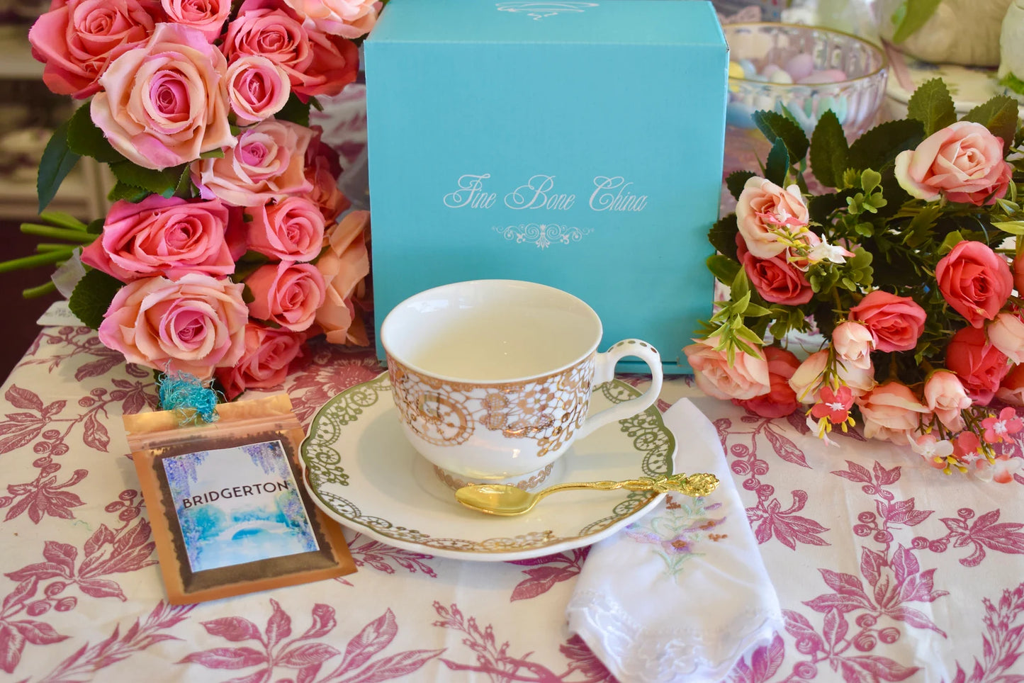 Gold Lace Teacup and Saucer