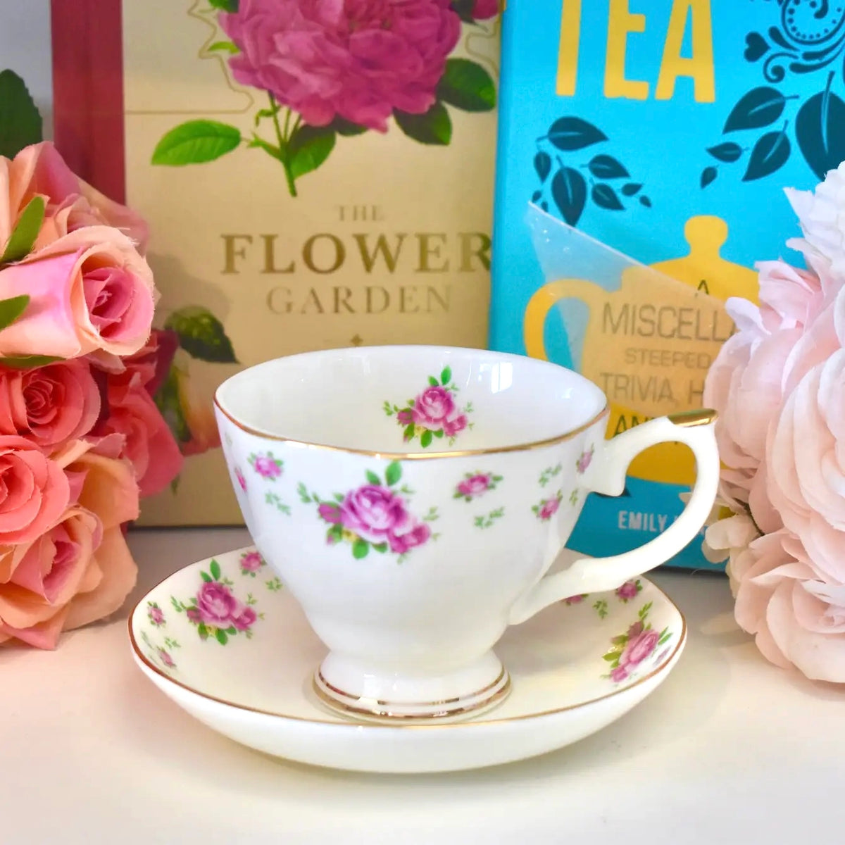 Country Rose White Teacup Gift Set