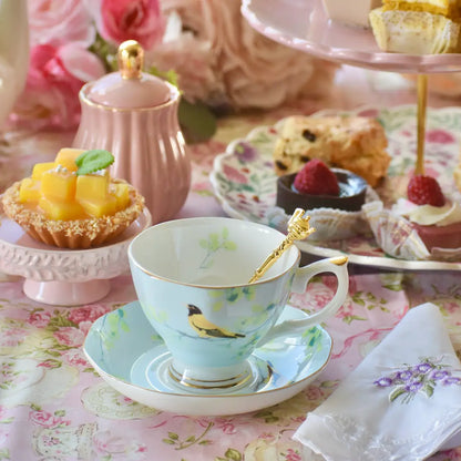 Watercolor Birds on Blue Teacup Gift Set