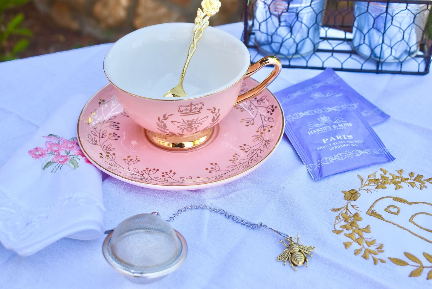 Bridgerton Inspired Vintage Rose Teacup Gift Set