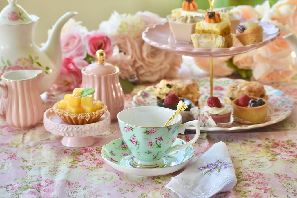 Confetti Roses on Green Teacup Gift Set