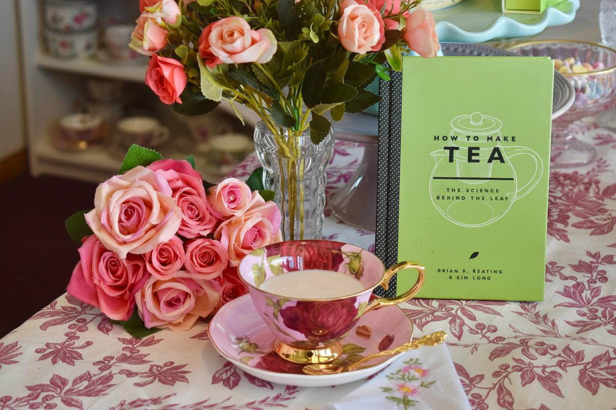 Pink and Gold with Red Roses Teacup and Saucer