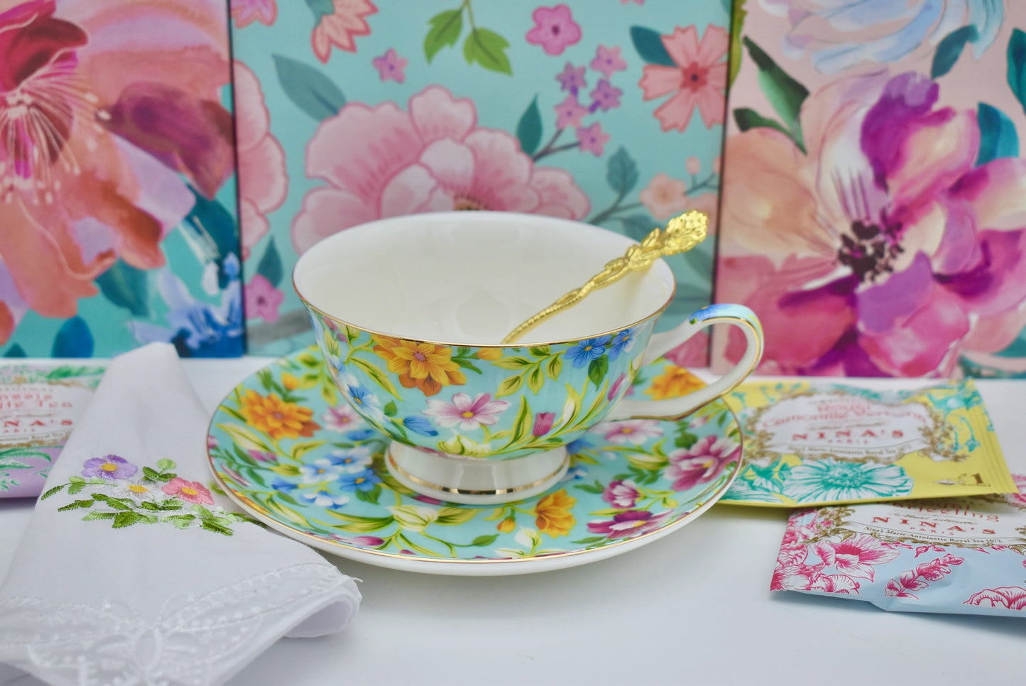 Fiesta Green Flowers Teacup Gift Set