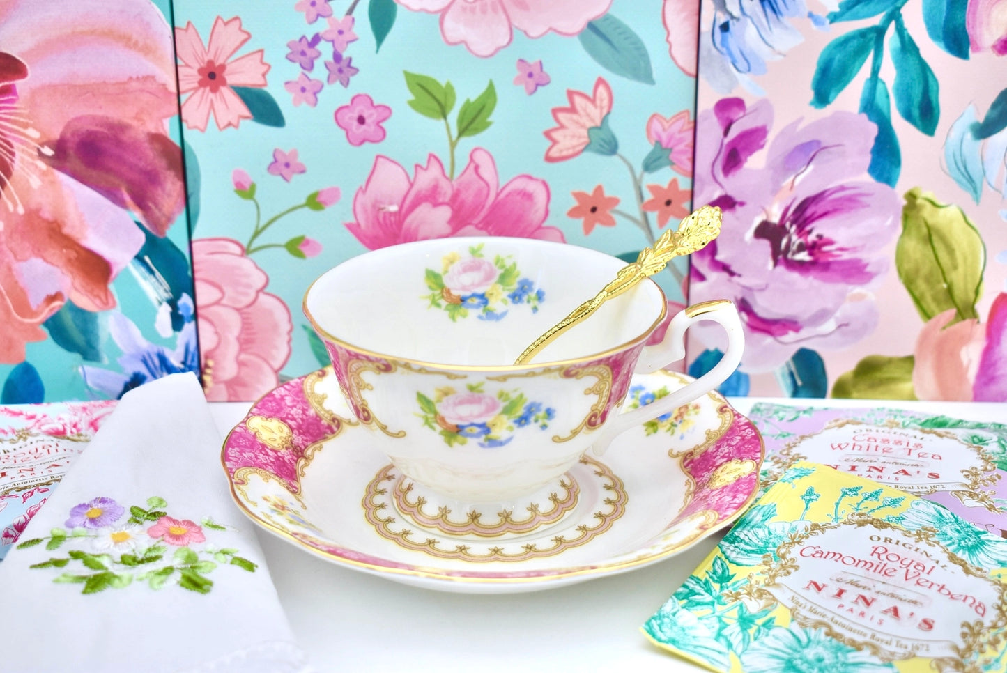 Victorian Lady in Pink Teacup Gift Set