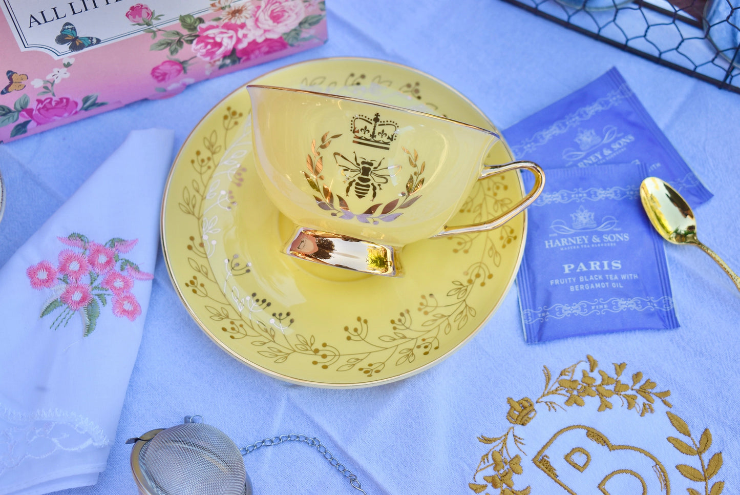 Bridgerton Inspired Daffodil Yellow Teacup Gift Set