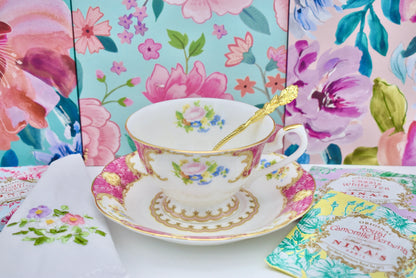 Victorian Lady in Pink Teacup Gift Set