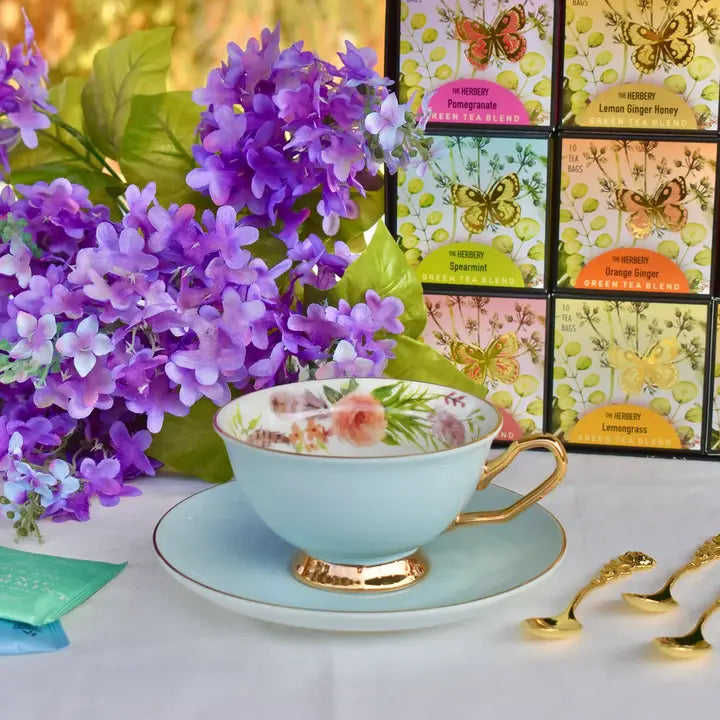 Boho Sky Blue Teacup Gift Set