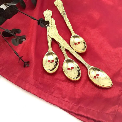 Skull and Bones Gold Teaspoon