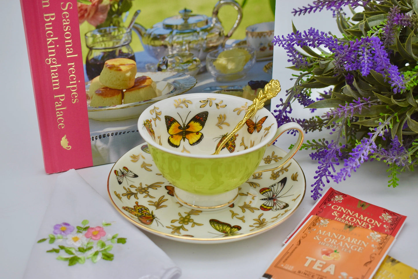 Butterflies on Green Meadow Teacup Gift Set
