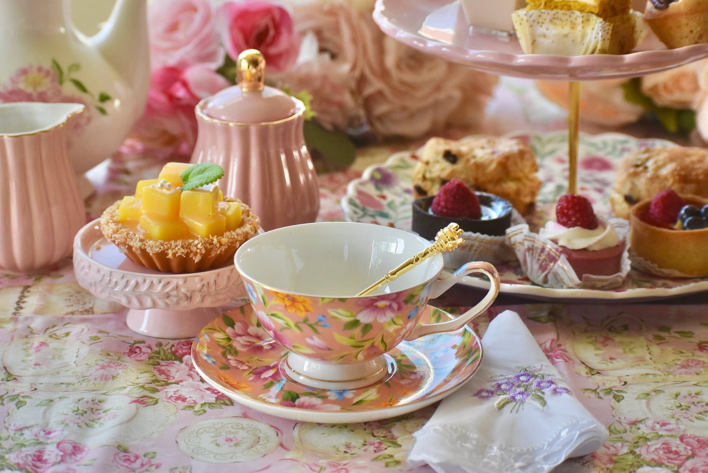 Fiesta Orange Flowers Teacup Gift Set