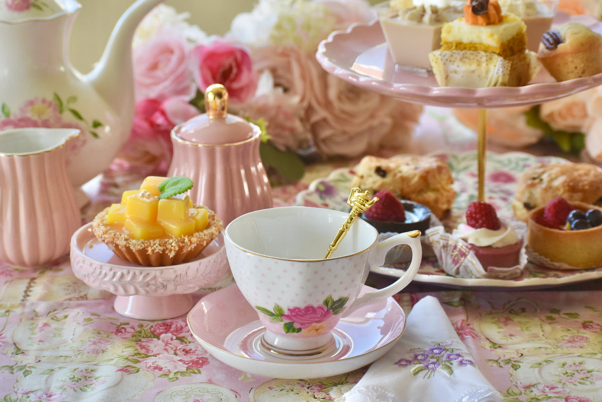 Country Rose Pink Polka Teacup Gift Set