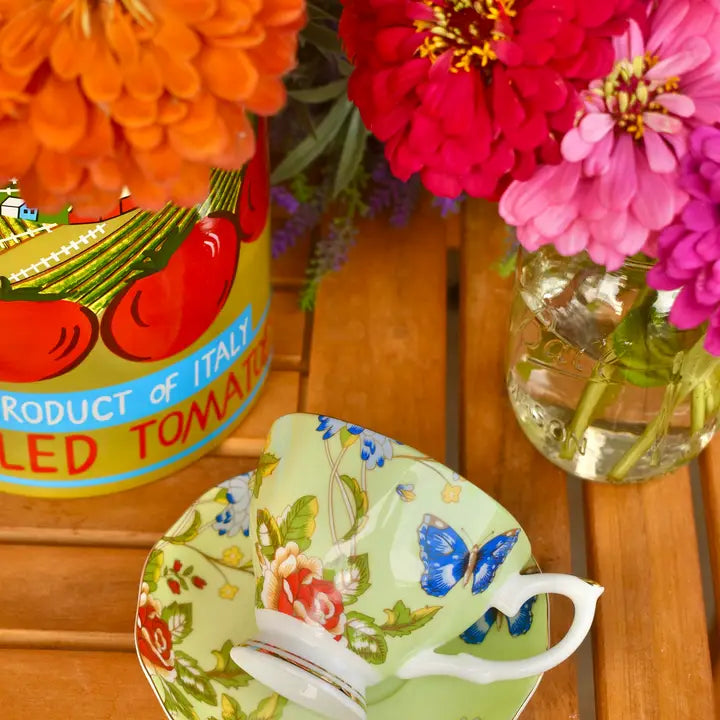 Renaissance Garden in Green Teacup Gift Set