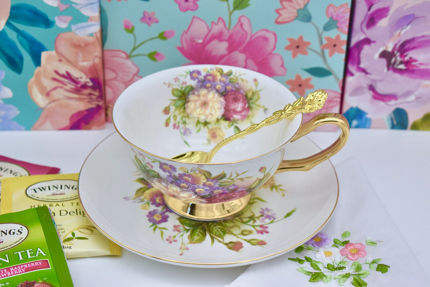 Vintage English Garden Teacup Gift Set