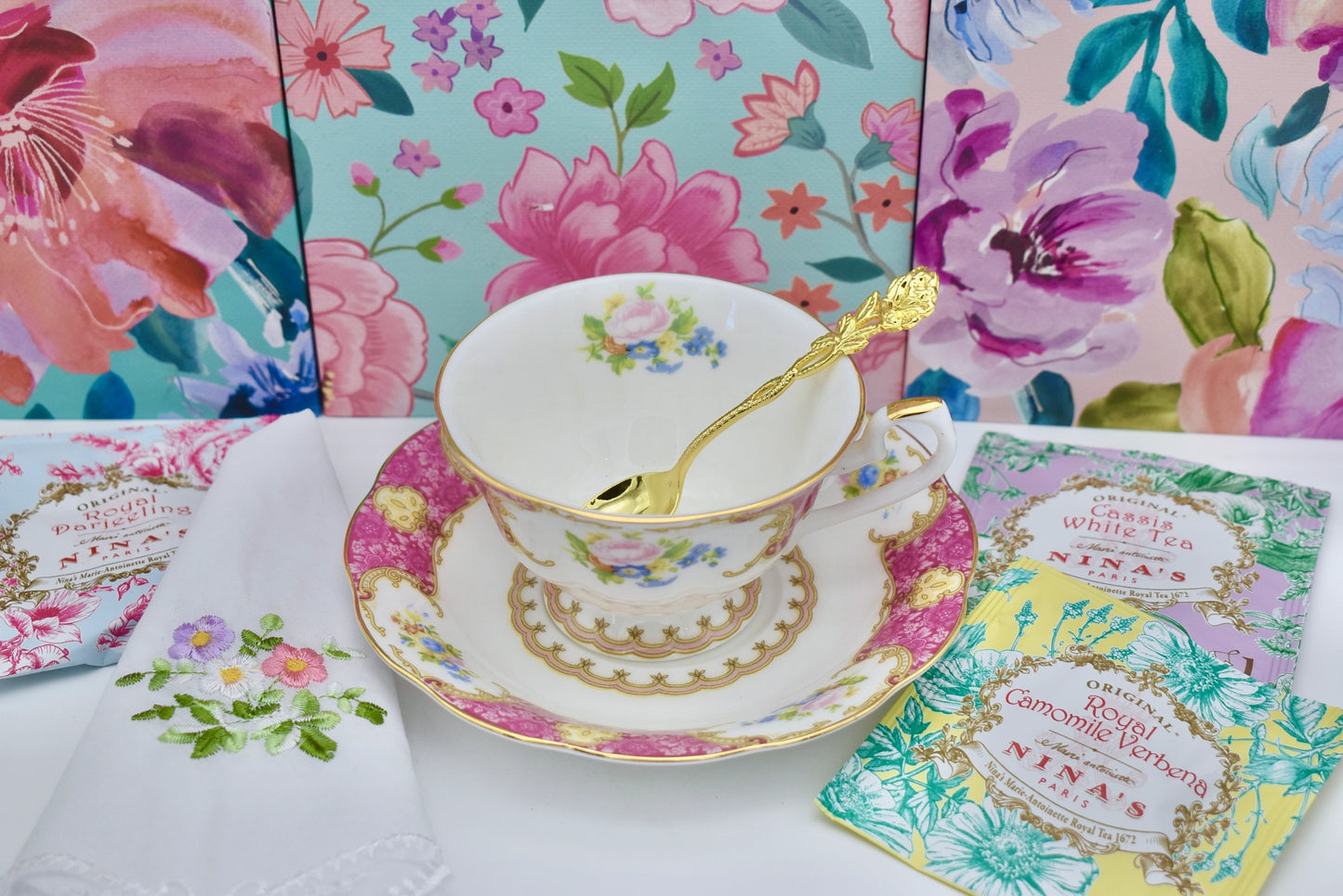 Victorian Lady in Pink Teacup Gift Set