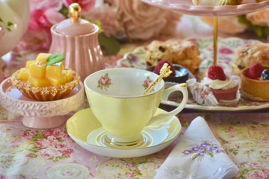 Polka Rose in Yellow Teacup Gift Set
