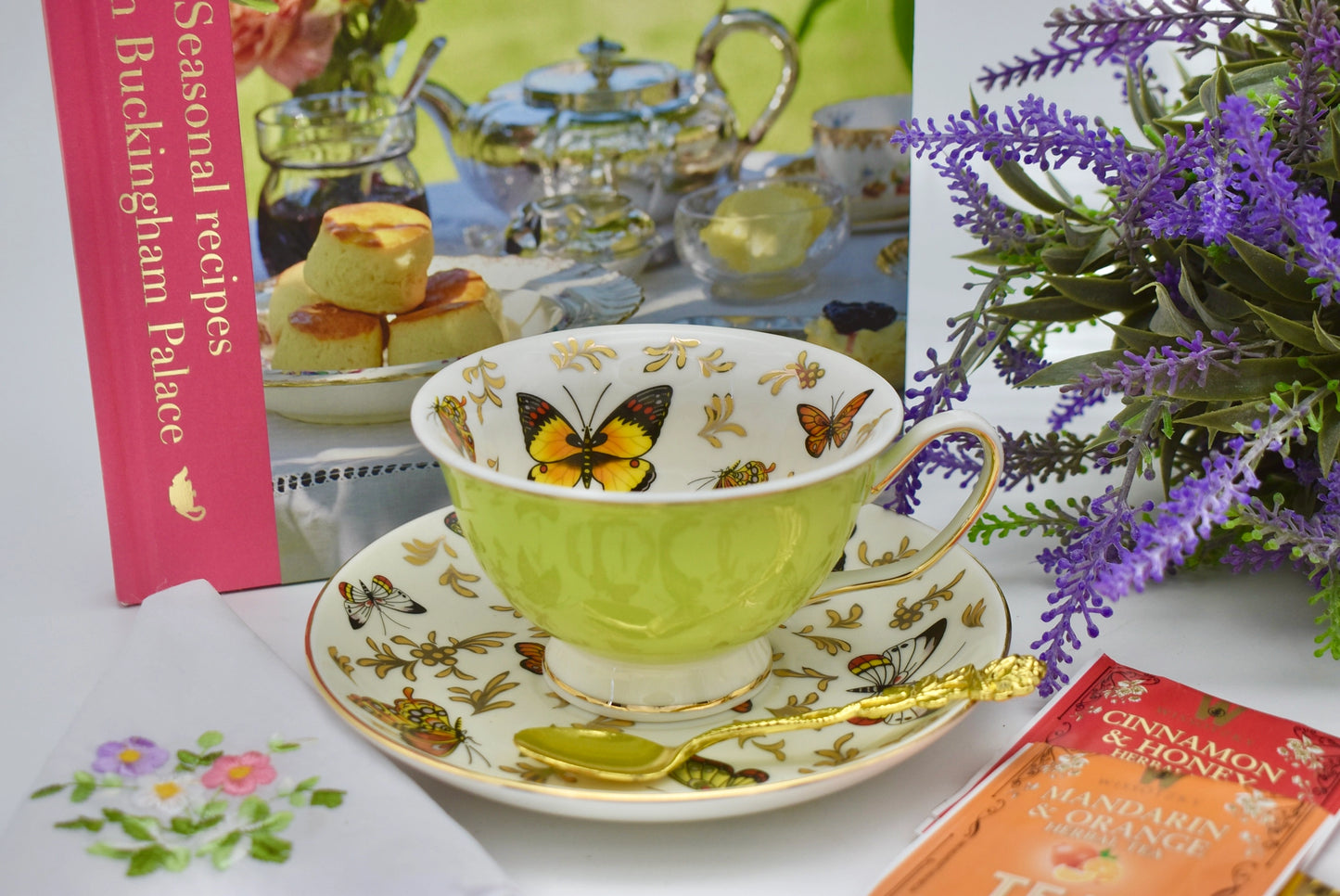 Butterflies on Green Meadow Teacup Gift Set