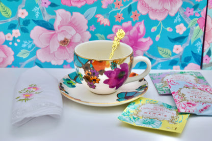 Dahlia Blooms Teacup Gift Set