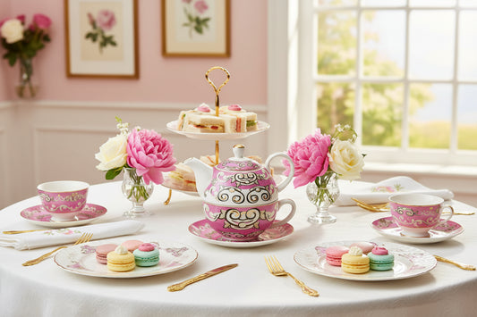 Regency Pink Scrolls Tea for One Gift Set