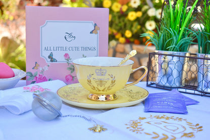 Bridgerton Inspired Daffodil Yellow Teacup Gift Set