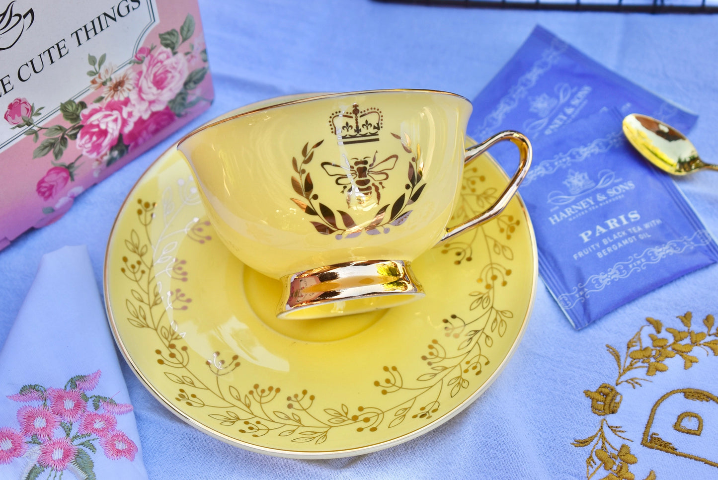 Bridgerton Inspired Daffodil Yellow Teacup Gift Set