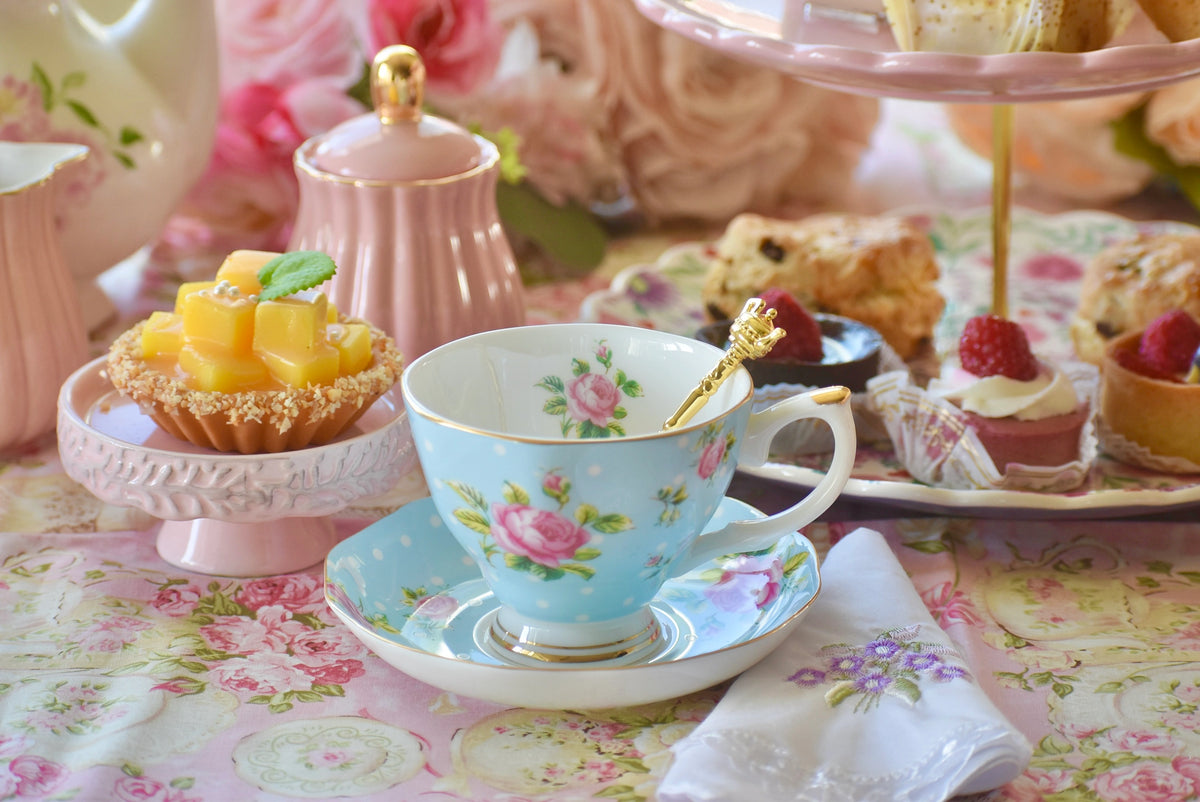 Country Rose Blue Teacup Gift Set