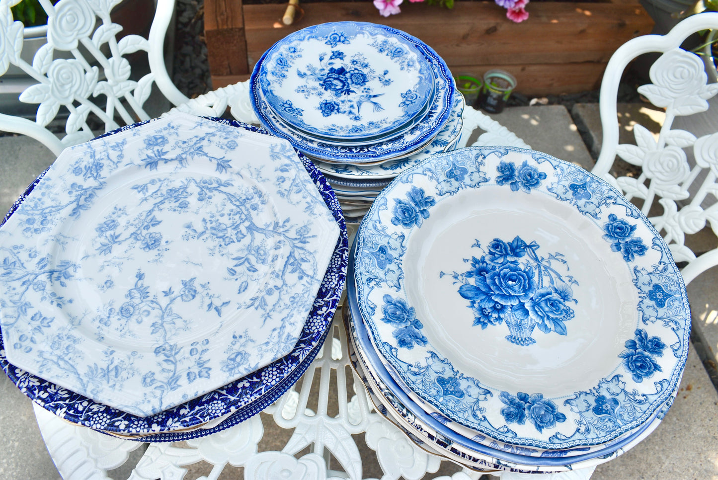 Mismatched Blue and White Plates