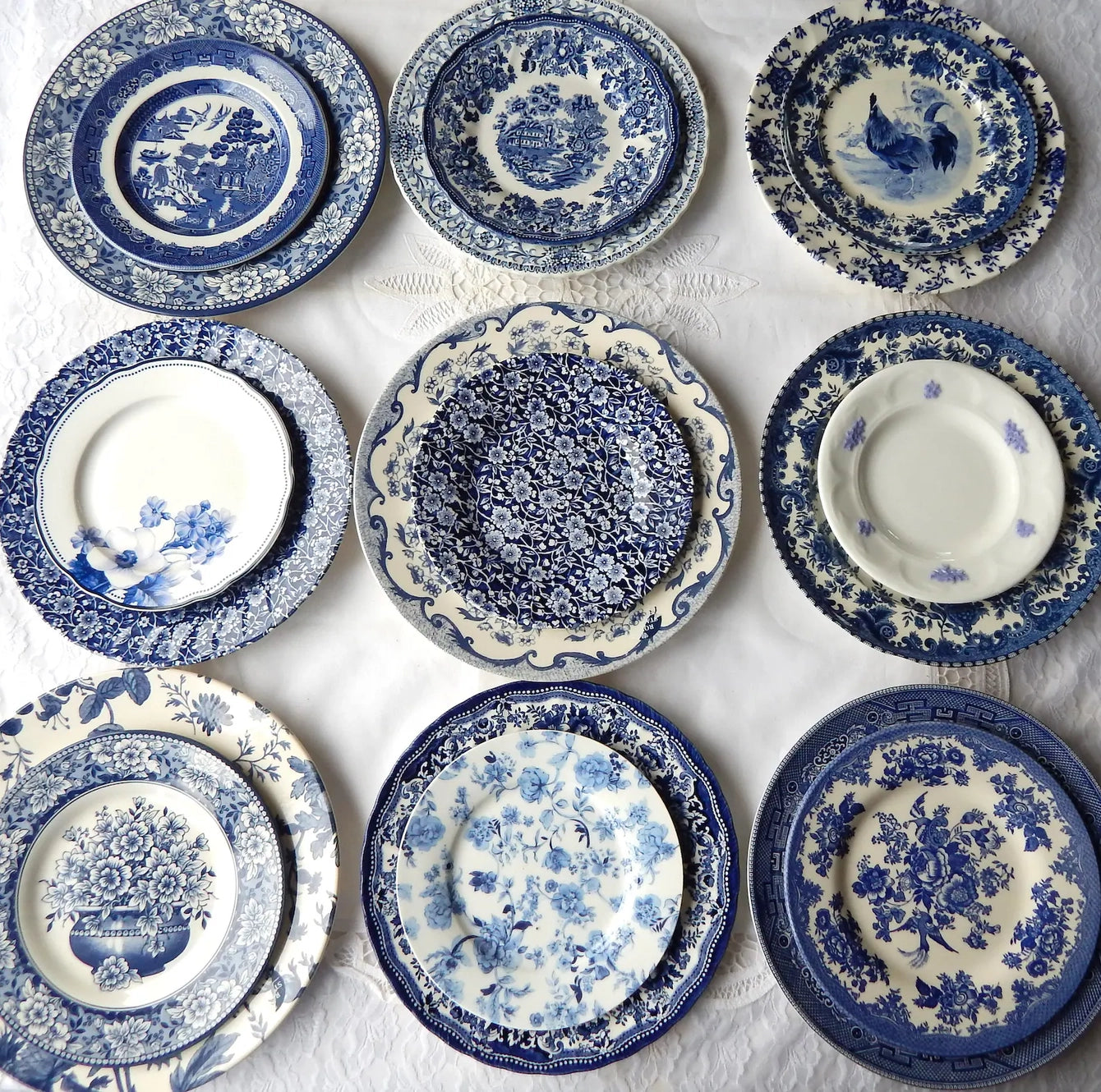 Mismatched Blue White Plates