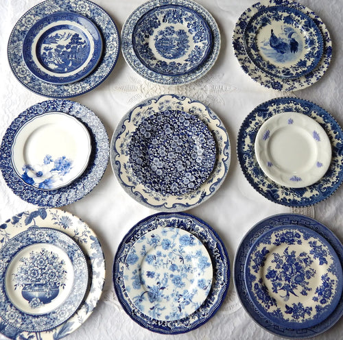Mismatched Blue  White Plates