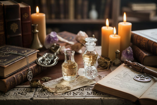 Small glass bottle with intricate design on a textured surface