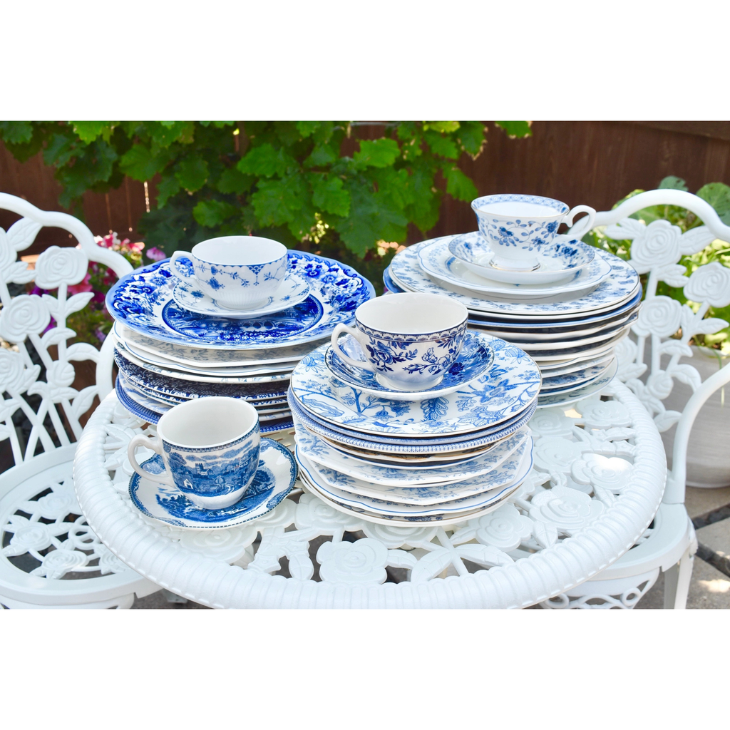 Mismatched Blue and White Plates