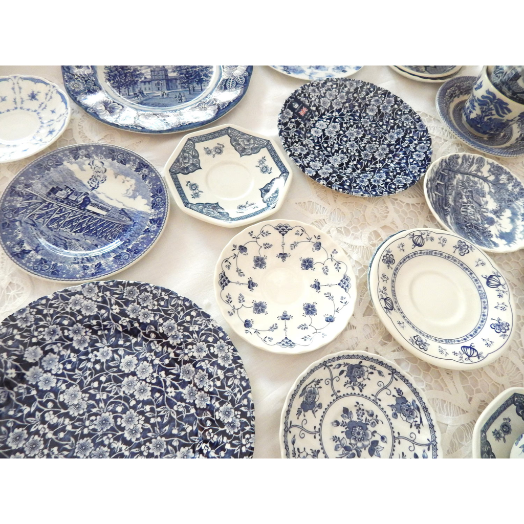 Mismatched Blue and White Plates