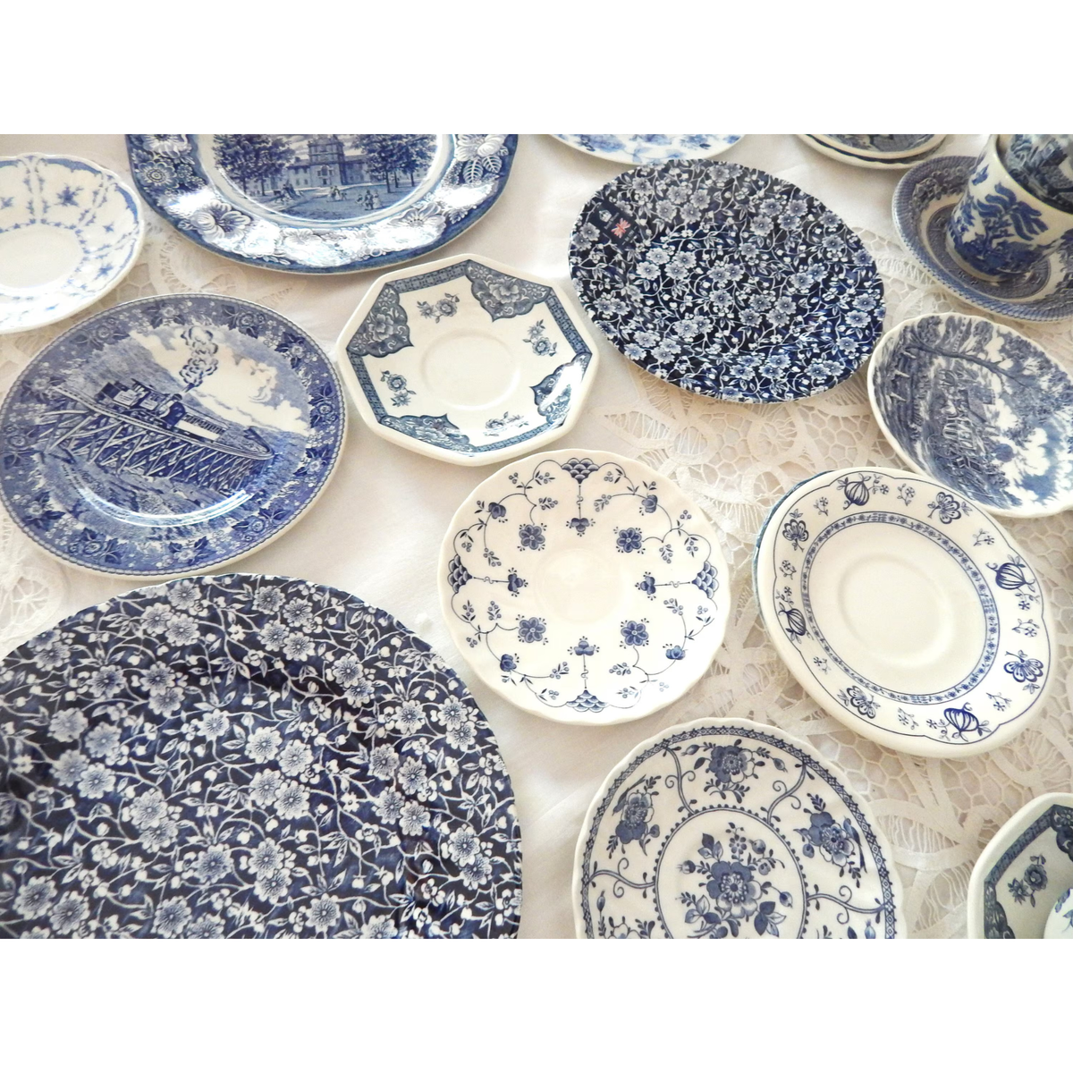 Mismatched Blue and White Plates