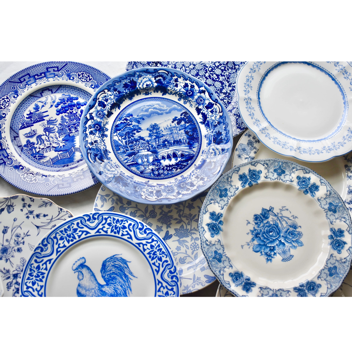 Mismatched Blue and White Plates
