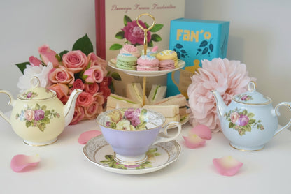 Bouquet of Roses on Lavender Teacup Gift Set