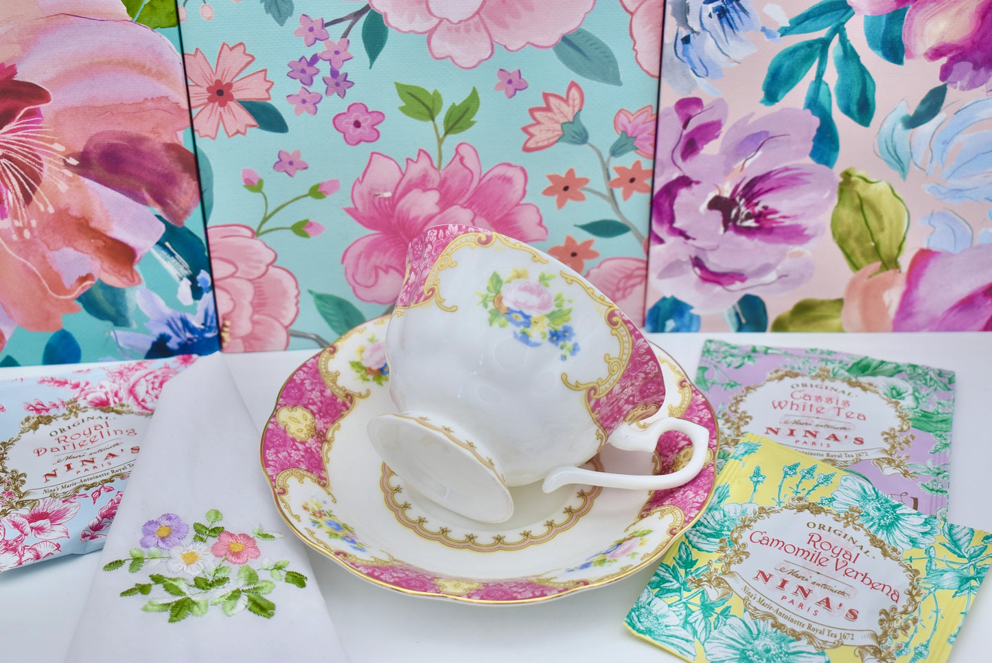 Victorian Lady in Pink Teacup Gift Set