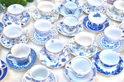 Mismatched Blue and White Teacups