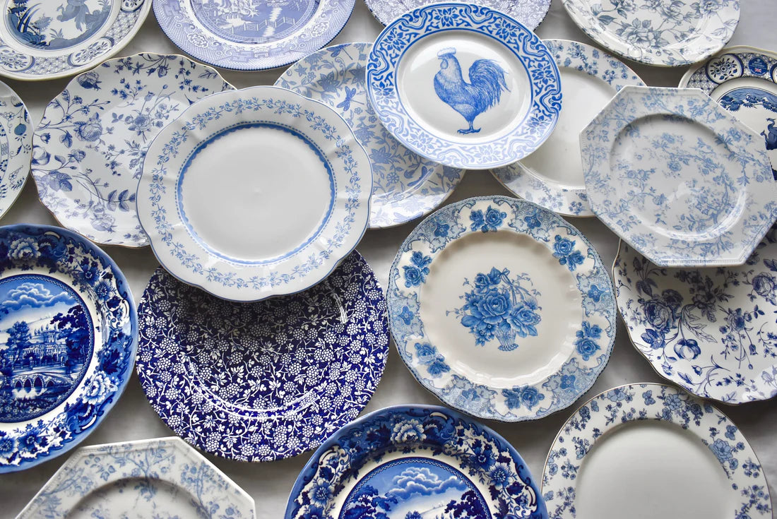 Mismatched Blue and White Plates