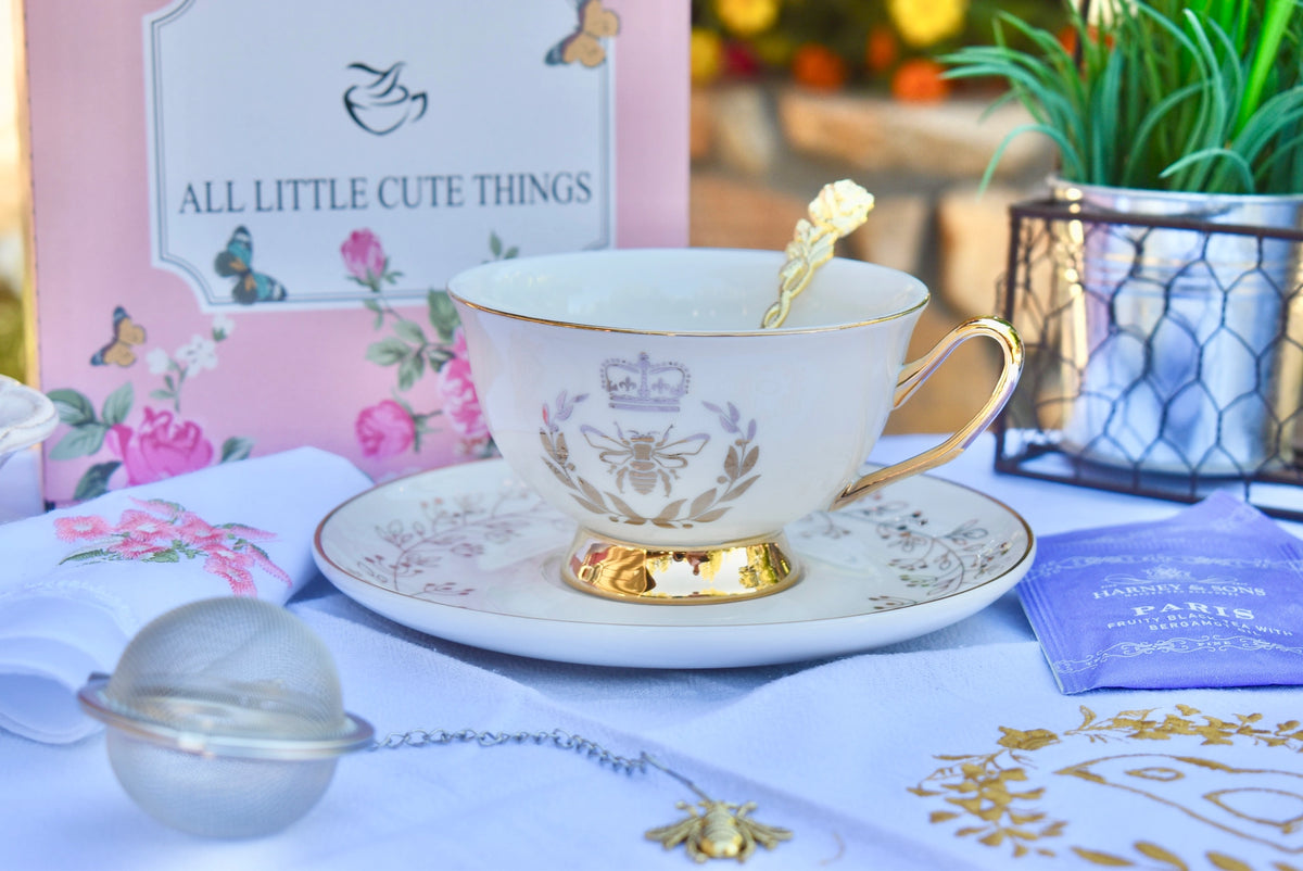 Bridgerton Inspired White Teacup Gift Set