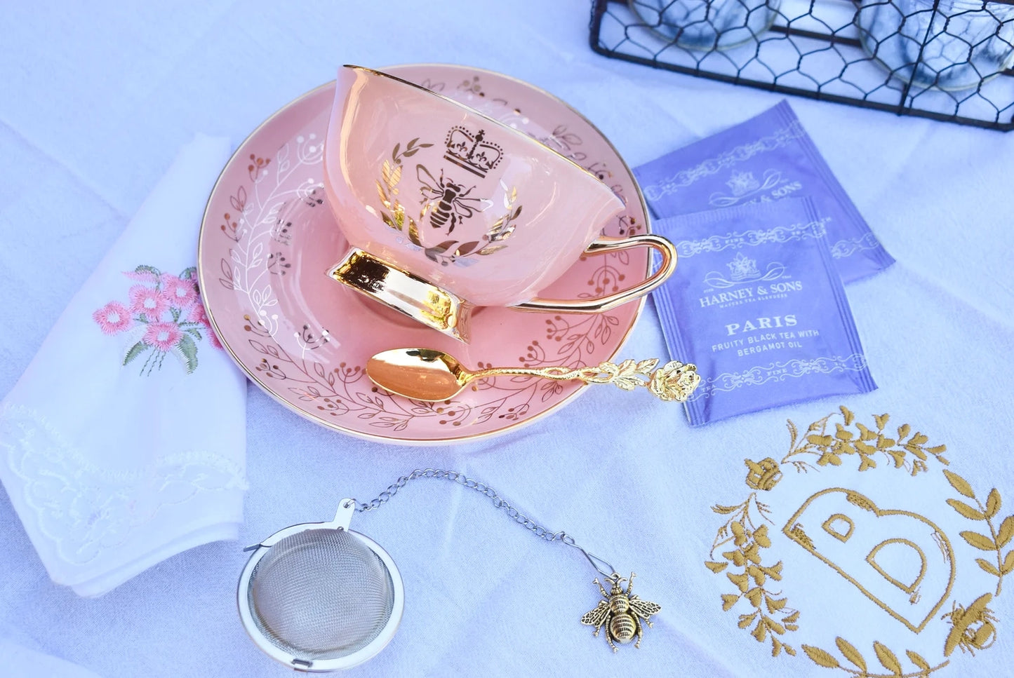 Bridgerton Inspired Vintage Rose Teacup Gift Set