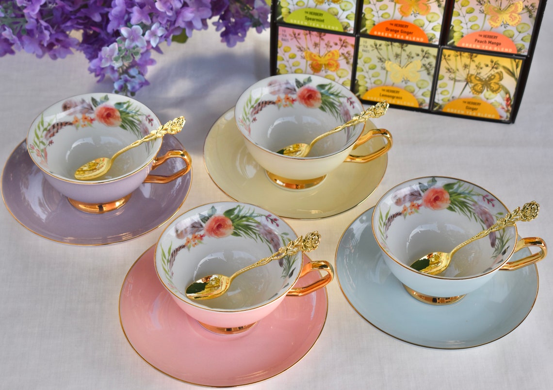 Boho Sky Blue Teacup Gift Set