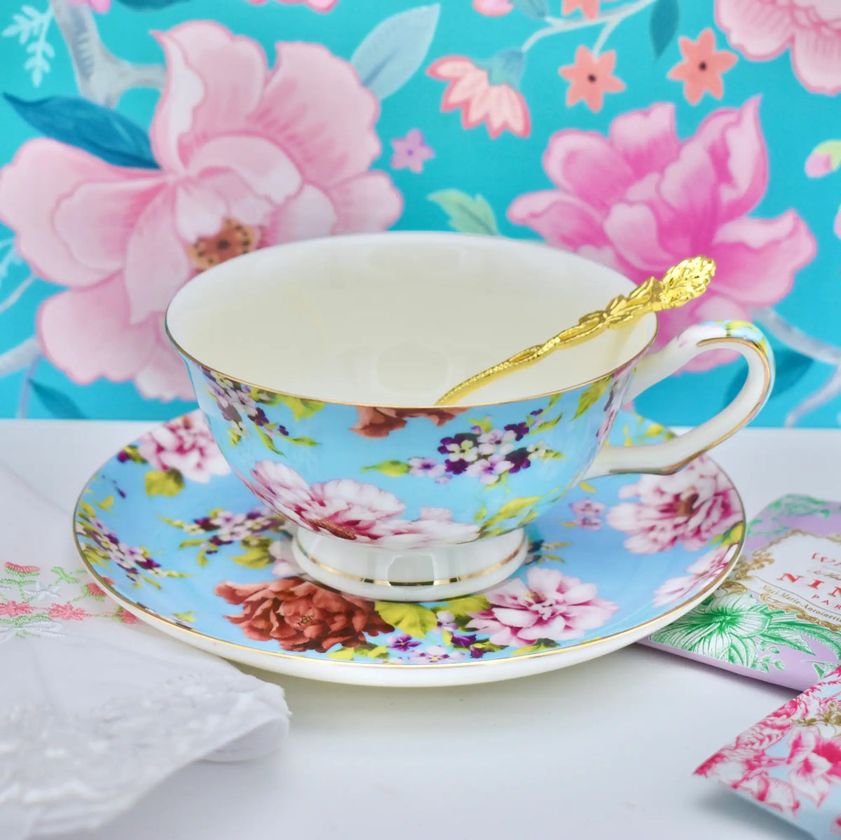 Fiesta Blue Flowers Teacup Gift Set