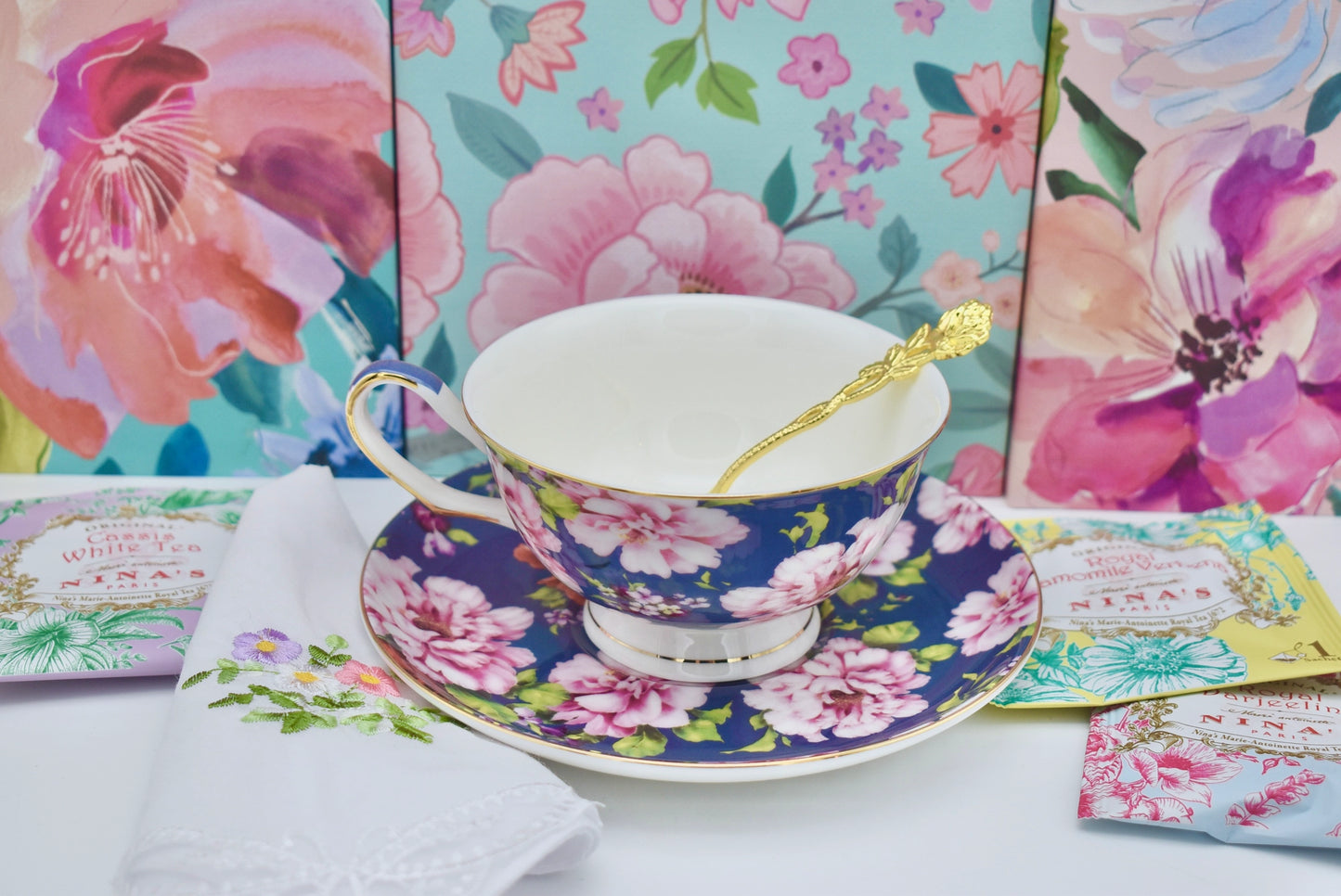 Fiesta Purple Flowers Teacup Gift Set