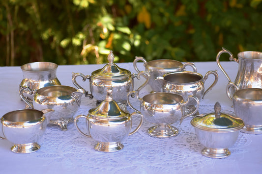 Mix and Match Silver Sugar Bowl and Creamer Set